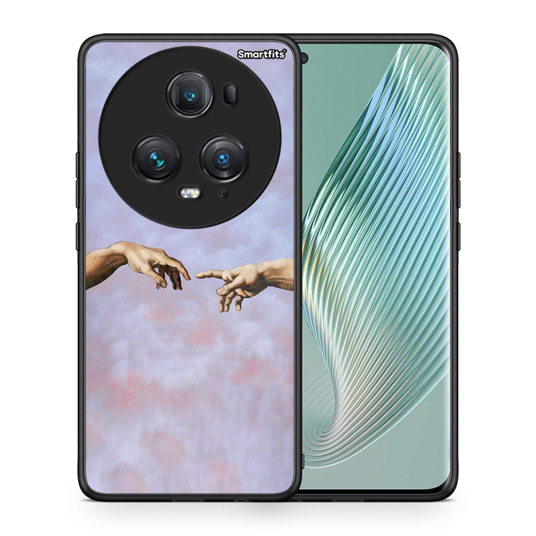 Θήκη Honor Magic5 Pro Adam Hand από τη Smartfits με σχέδιο στο πίσω μέρος και μαύρο περίβλημα | Honor Magic5 Pro Adam Hand case with colorful back and black bezels