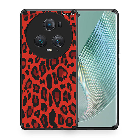 Θήκη Honor Magic5 Pro Red Leopard Animal από τη Smartfits με σχέδιο στο πίσω μέρος και μαύρο περίβλημα | Honor Magic5 Pro Red Leopard Animal case with colorful back and black bezels
