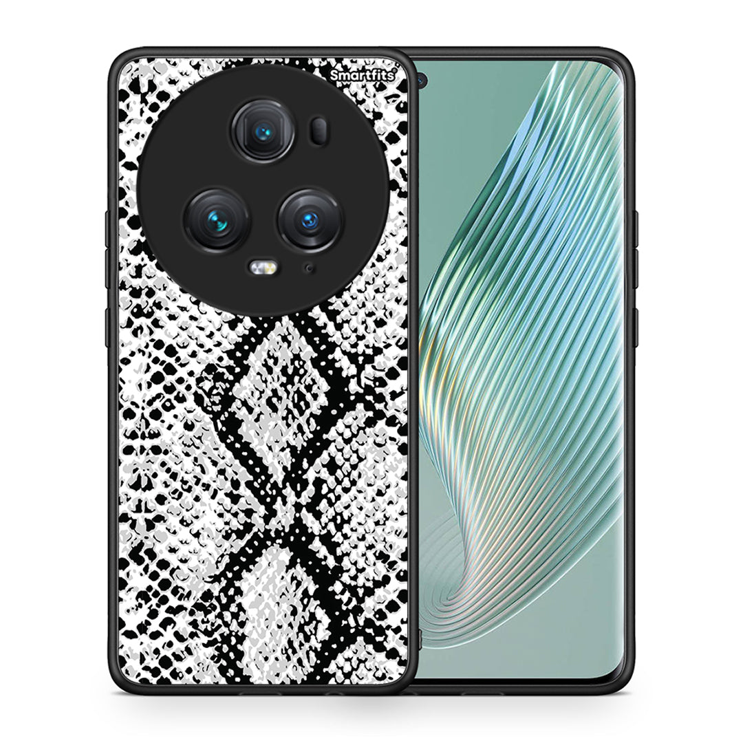 Θήκη Honor Magic5 Pro White Snake Animal από τη Smartfits με σχέδιο στο πίσω μέρος και μαύρο περίβλημα | Honor Magic5 Pro White Snake Animal case with colorful back and black bezels