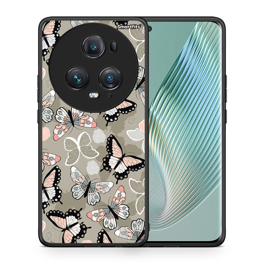 Θήκη Honor Magic5 Pro Butterflies Boho από τη Smartfits με σχέδιο στο πίσω μέρος και μαύρο περίβλημα | Honor Magic5 Pro Butterflies Boho case with colorful back and black bezels