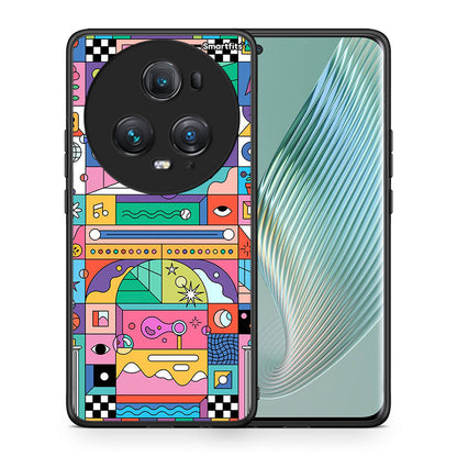 Θήκη Honor Magic5 Pro Bubbles Soap από τη Smartfits με σχέδιο στο πίσω μέρος και μαύρο περίβλημα | Honor Magic5 Pro Bubbles Soap case with colorful back and black bezels