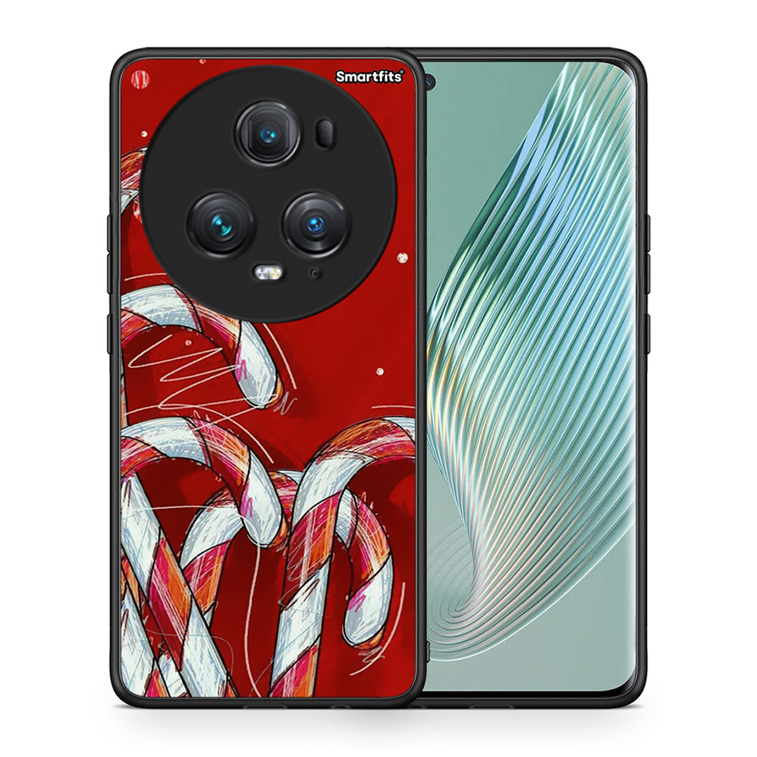 Θήκη Honor Magic5 Pro Candy Cane από τη Smartfits με σχέδιο στο πίσω μέρος και μαύρο περίβλημα | Honor Magic5 Pro Candy Cane case with colorful back and black bezels