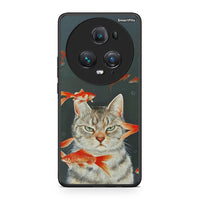 Thumbnail for Honor Magic5 Pro Cat Goldfish θήκη από τη Smartfits με σχέδιο στο πίσω μέρος και μαύρο περίβλημα | Smartphone case with colorful back and black bezels by Smartfits