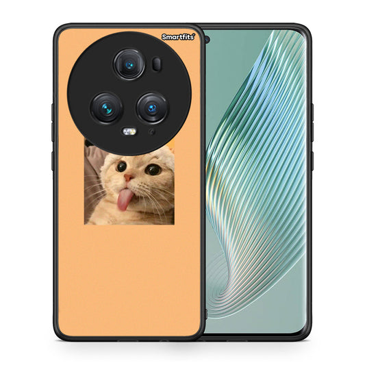 Θήκη Honor Magic5 Pro Cat Tongue από τη Smartfits με σχέδιο στο πίσω μέρος και μαύρο περίβλημα | Honor Magic5 Pro Cat Tongue case with colorful back and black bezels