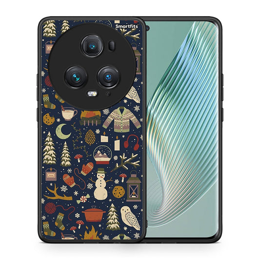 Θήκη Honor Magic5 Pro Christmas Elements από τη Smartfits με σχέδιο στο πίσω μέρος και μαύρο περίβλημα | Honor Magic5 Pro Christmas Elements case with colorful back and black bezels