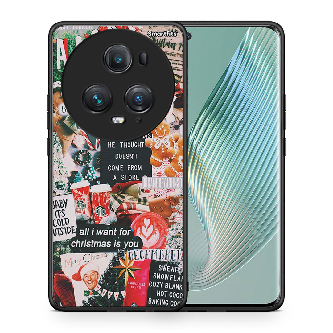 Θήκη Honor Magic5 Pro Christmas Happiness από τη Smartfits με σχέδιο στο πίσω μέρος και μαύρο περίβλημα | Honor Magic5 Pro Christmas Happiness case with colorful back and black bezels