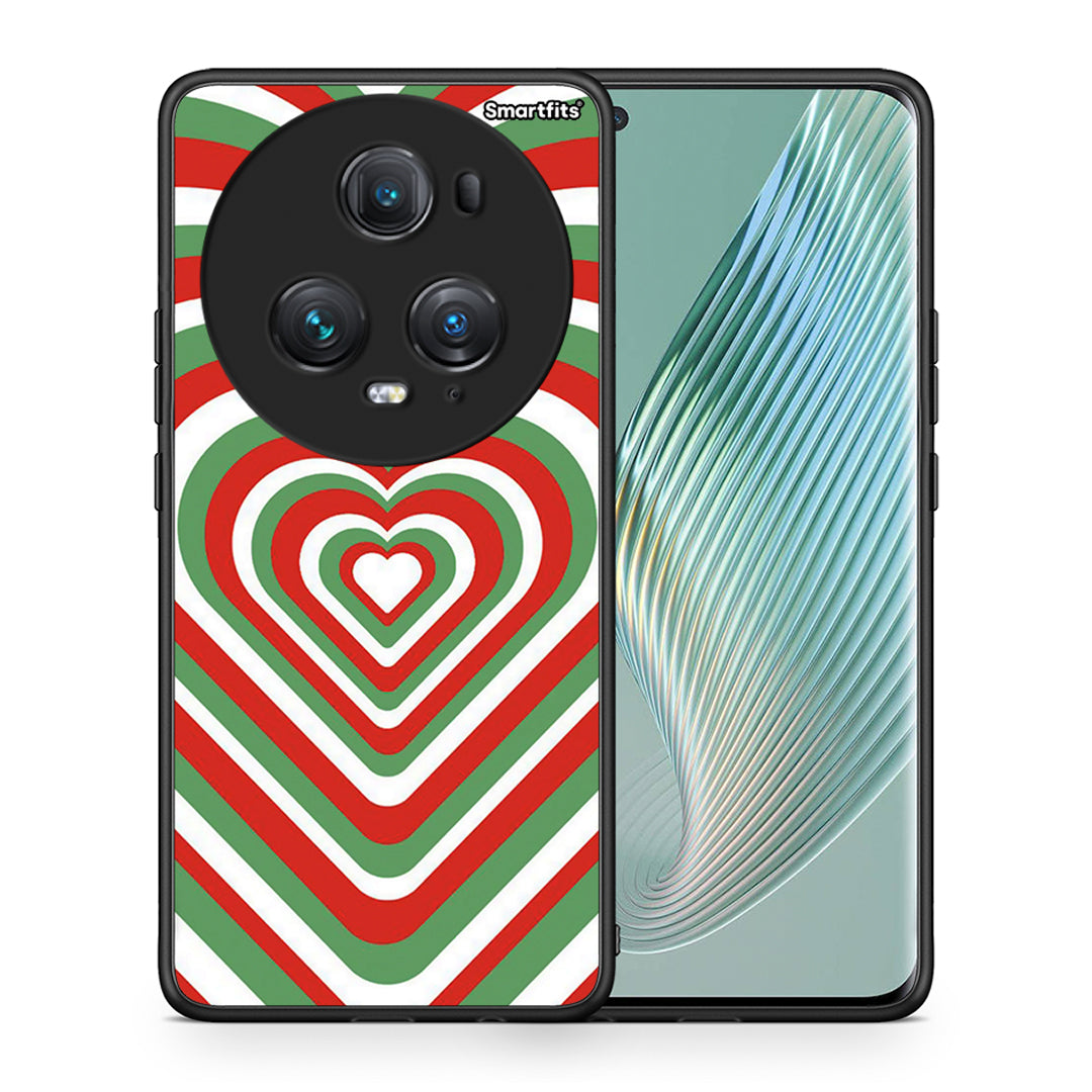 Θήκη Honor Magic5 Pro Christmas Hearts από τη Smartfits με σχέδιο στο πίσω μέρος και μαύρο περίβλημα | Honor Magic5 Pro Christmas Hearts case with colorful back and black bezels