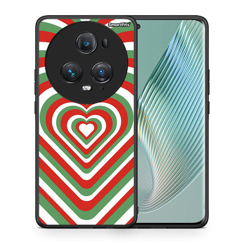 Θήκη Honor Magic5 Pro Christmas Hearts από τη Smartfits με σχέδιο στο πίσω μέρος και μαύρο περίβλημα | Honor Magic5 Pro Christmas Hearts case with colorful back and black bezels