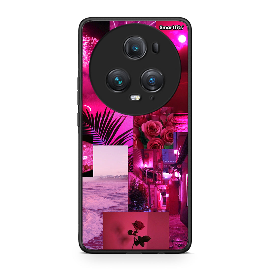Honor Magic5 Pro Collage Red Roses Θήκη Αγίου Βαλεντίνου από τη Smartfits με σχέδιο στο πίσω μέρος και μαύρο περίβλημα | Smartphone case with colorful back and black bezels by Smartfits