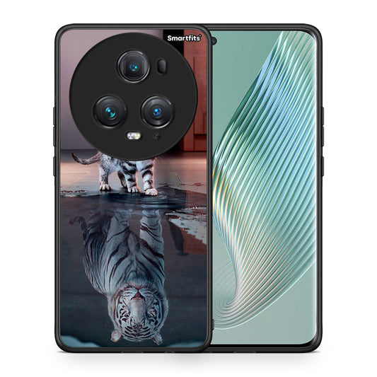 Θήκη Honor Magic5 Pro Tiger Cute από τη Smartfits με σχέδιο στο πίσω μέρος και μαύρο περίβλημα | Honor Magic5 Pro Tiger Cute case with colorful back and black bezels