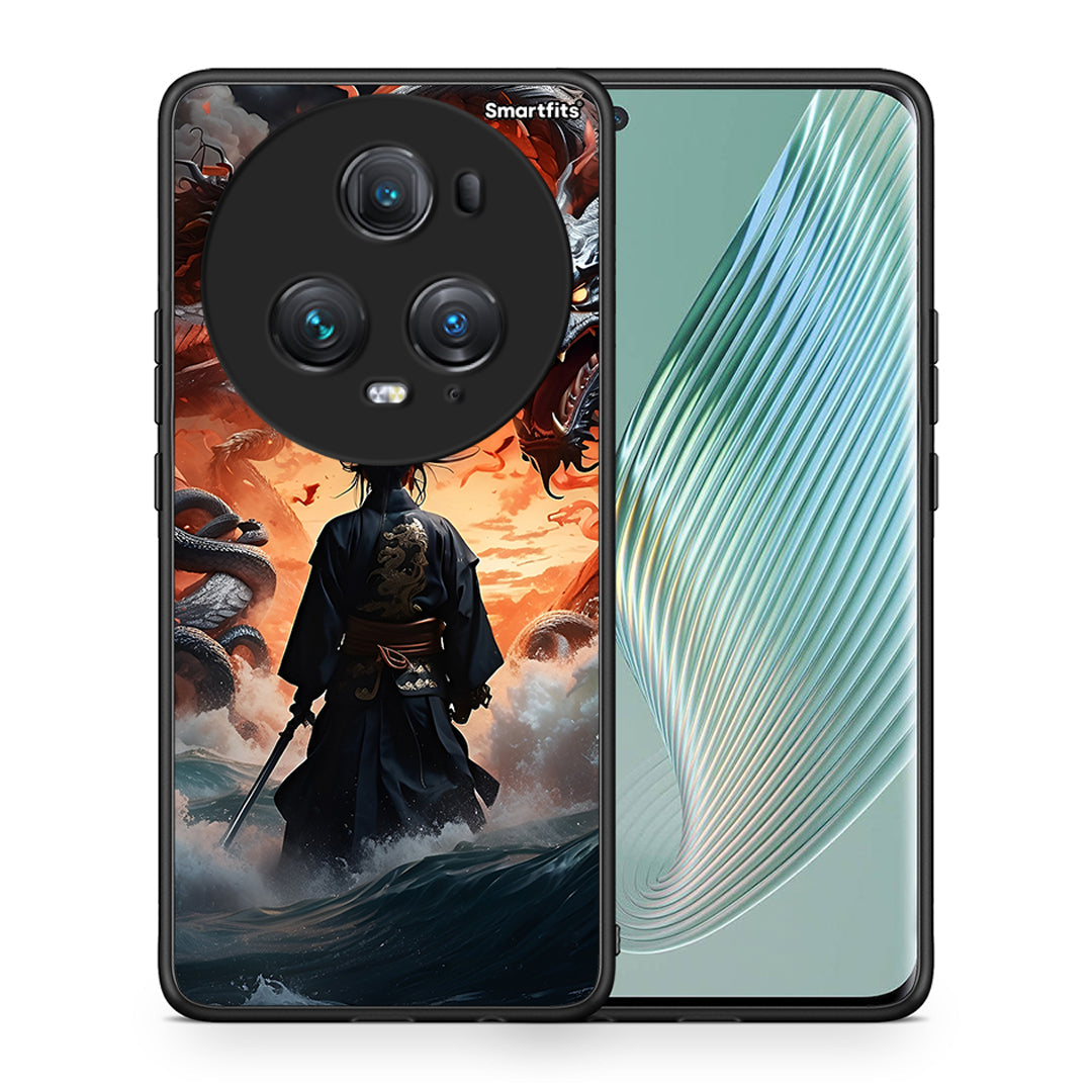 Θήκη Honor Magic5 Pro Dragons Fight από τη Smartfits με σχέδιο στο πίσω μέρος και μαύρο περίβλημα | Honor Magic5 Pro Dragons Fight case with colorful back and black bezels