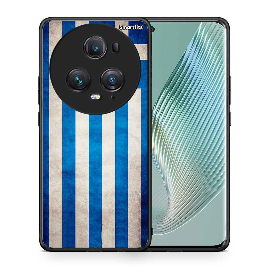 Θήκη Honor Magic5 Pro Greek Flag από τη Smartfits με σχέδιο στο πίσω μέρος και μαύρο περίβλημα | Honor Magic5 Pro Greek Flag case with colorful back and black bezels