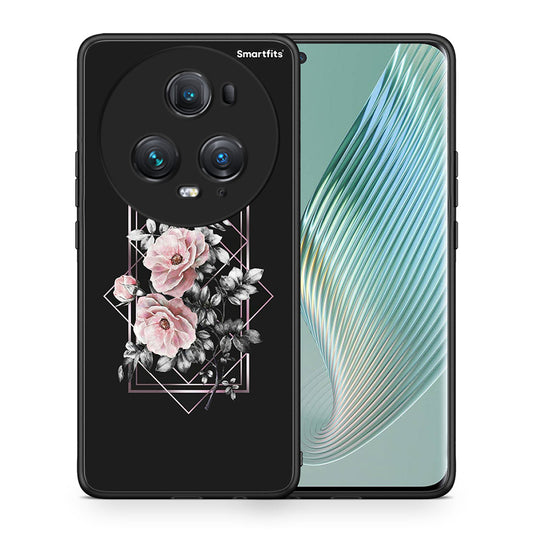 Θήκη Honor Magic5 Pro Frame Flower από τη Smartfits με σχέδιο στο πίσω μέρος και μαύρο περίβλημα | Honor Magic5 Pro Frame Flower case with colorful back and black bezels