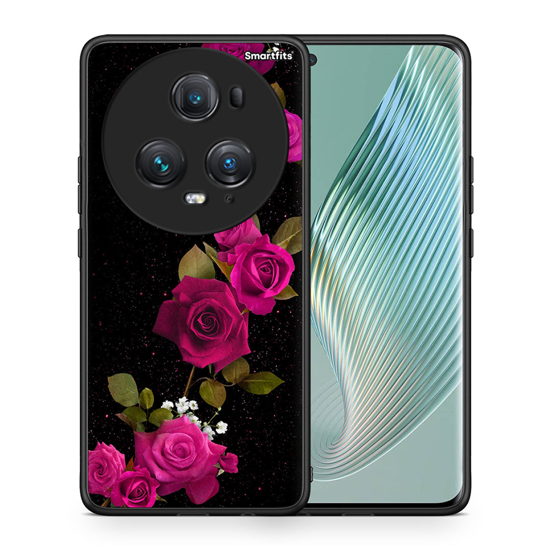 Θήκη Honor Magic5 Pro Red Roses Flower από τη Smartfits με σχέδιο στο πίσω μέρος και μαύρο περίβλημα | Honor Magic5 Pro Red Roses Flower case with colorful back and black bezels