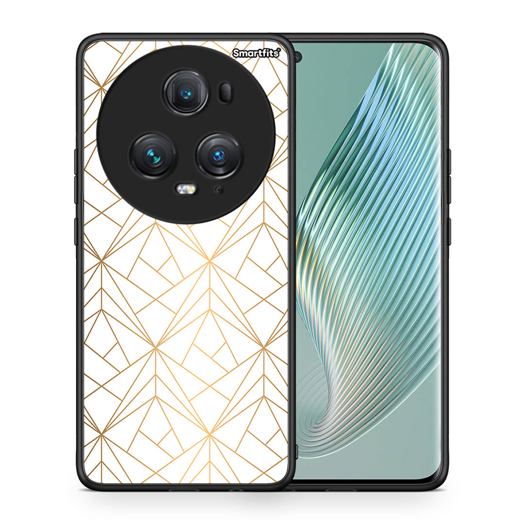 Θήκη Honor Magic5 Pro Luxury White Geometric από τη Smartfits με σχέδιο στο πίσω μέρος και μαύρο περίβλημα | Honor Magic5 Pro Luxury White Geometric case with colorful back and black bezels