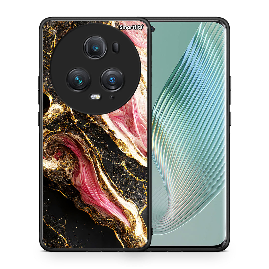 Θήκη Honor Magic5 Pro Glamorous Pink Marble από τη Smartfits με σχέδιο στο πίσω μέρος και μαύρο περίβλημα | Honor Magic5 Pro Glamorous Pink Marble case with colorful back and black bezels