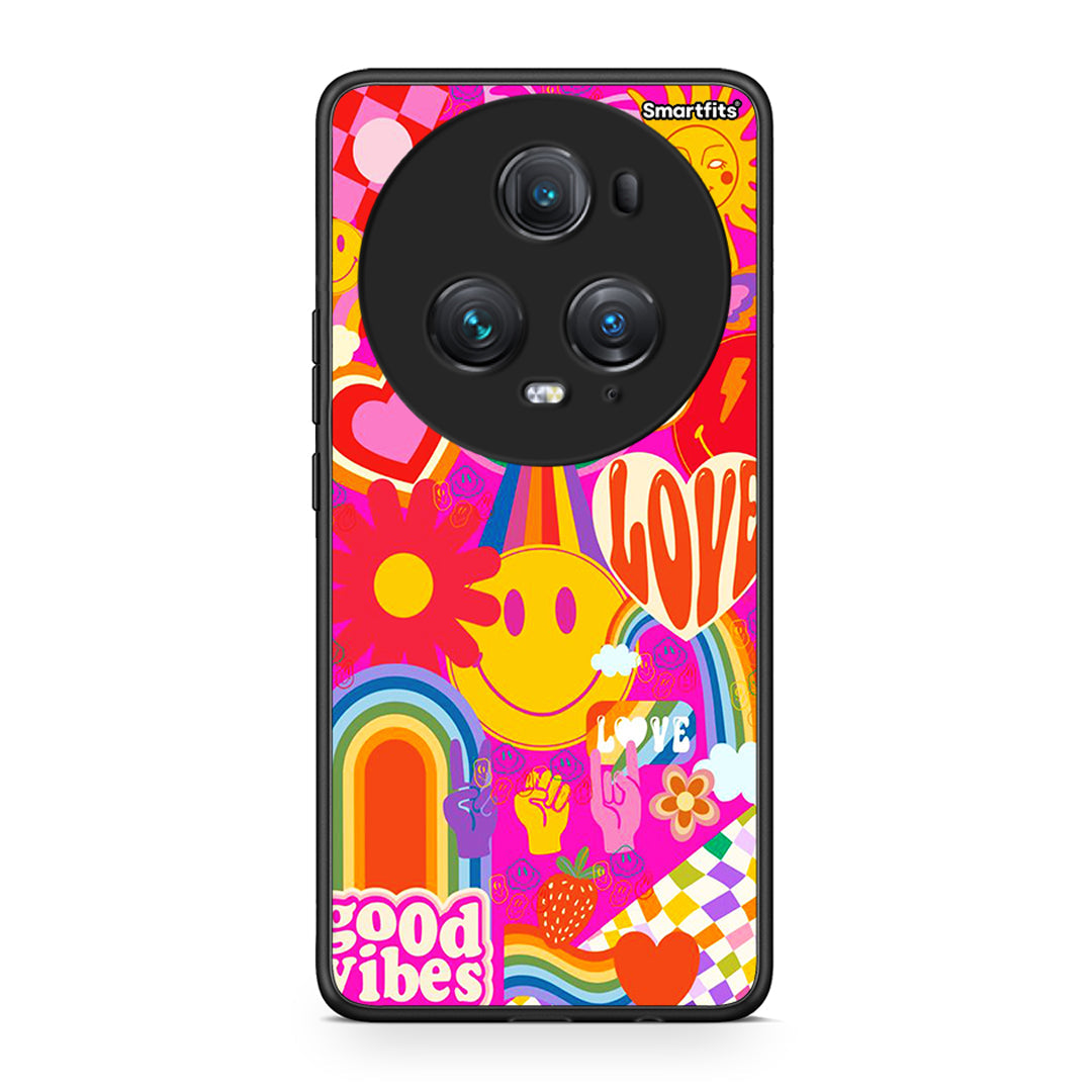 Honor Magic5 Pro Hippie Love θήκη από τη Smartfits με σχέδιο στο πίσω μέρος και μαύρο περίβλημα | Smartphone case with colorful back and black bezels by Smartfits