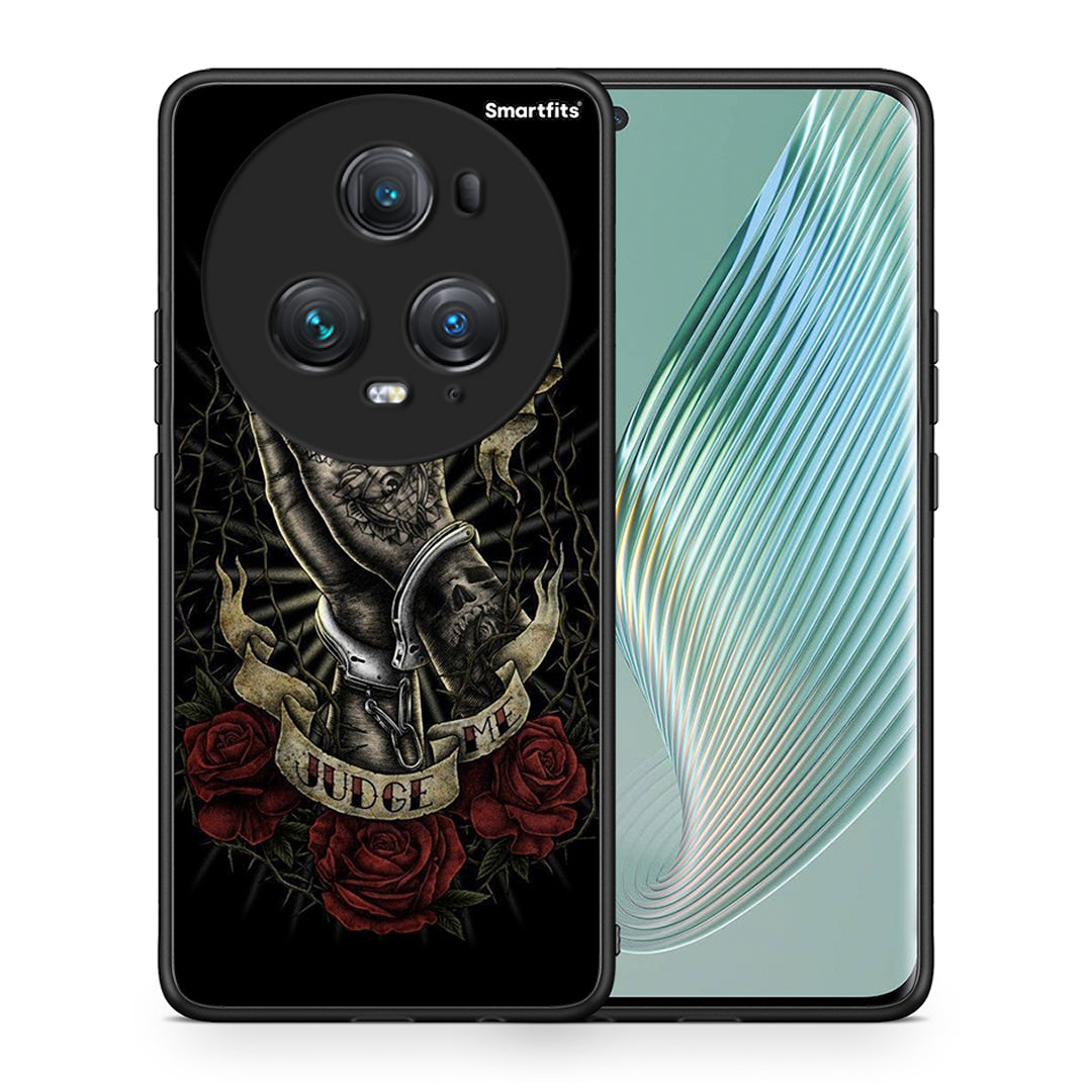 Θήκη Honor Magic5 Pro Judge By God από τη Smartfits με σχέδιο στο πίσω μέρος και μαύρο περίβλημα | Honor Magic5 Pro Judge By God case with colorful back and black bezels