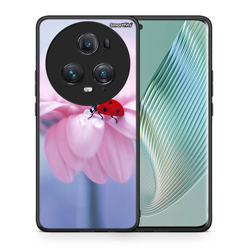 Θήκη Honor Magic5 Pro Ladybug Flower από τη Smartfits με σχέδιο στο πίσω μέρος και μαύρο περίβλημα | Honor Magic5 Pro Ladybug Flower case with colorful back and black bezels