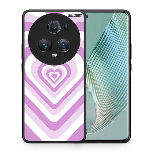 Θήκη Honor Magic5 Pro Lilac Hearts από τη Smartfits με σχέδιο στο πίσω μέρος και μαύρο περίβλημα | Honor Magic5 Pro Lilac Hearts case with colorful back and black bezels