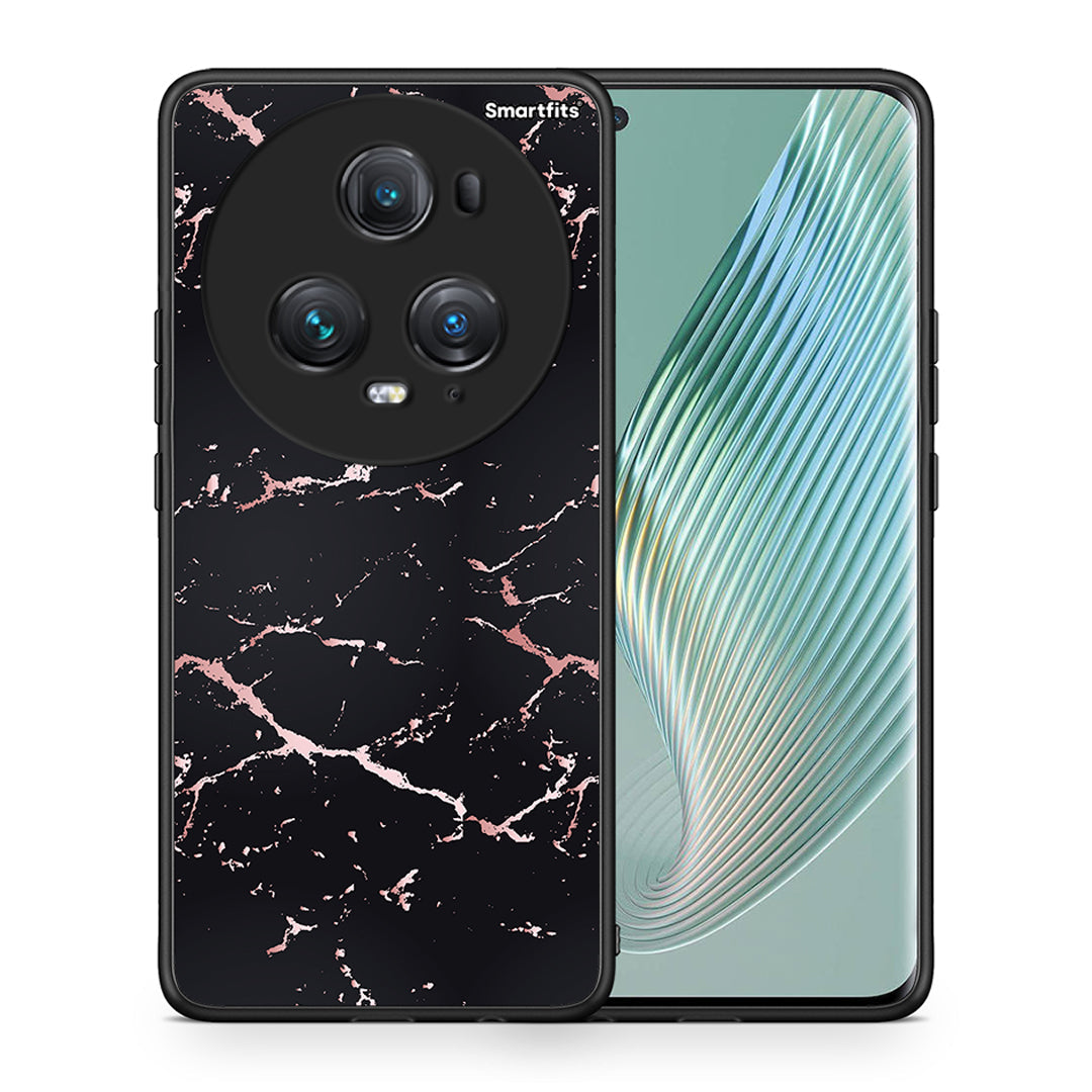 Θήκη Honor Magic5 Pro Black Rosegold Marble από τη Smartfits με σχέδιο στο πίσω μέρος και μαύρο περίβλημα | Honor Magic5 Pro Black Rosegold Marble case with colorful back and black bezels