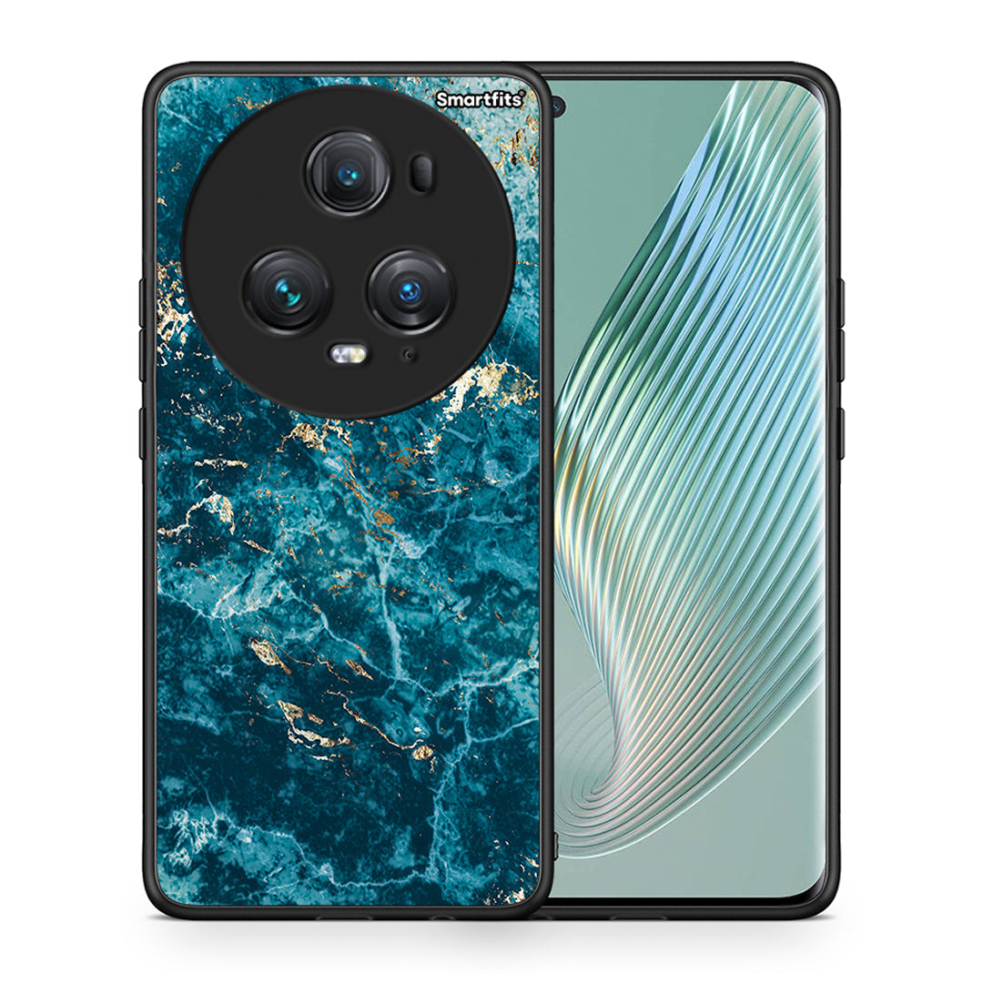 Θήκη Honor Magic5 Pro Marble Blue από τη Smartfits με σχέδιο στο πίσω μέρος και μαύρο περίβλημα | Honor Magic5 Pro Marble Blue case with colorful back and black bezels