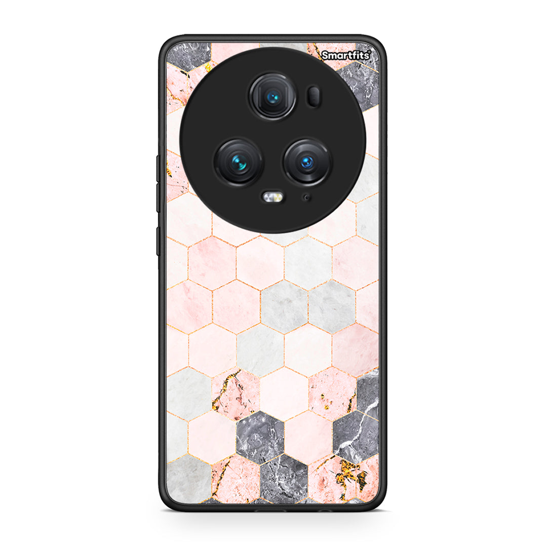 4 - Honor Magic5 Pro Hexagon Pink Marble case, cover, bumper