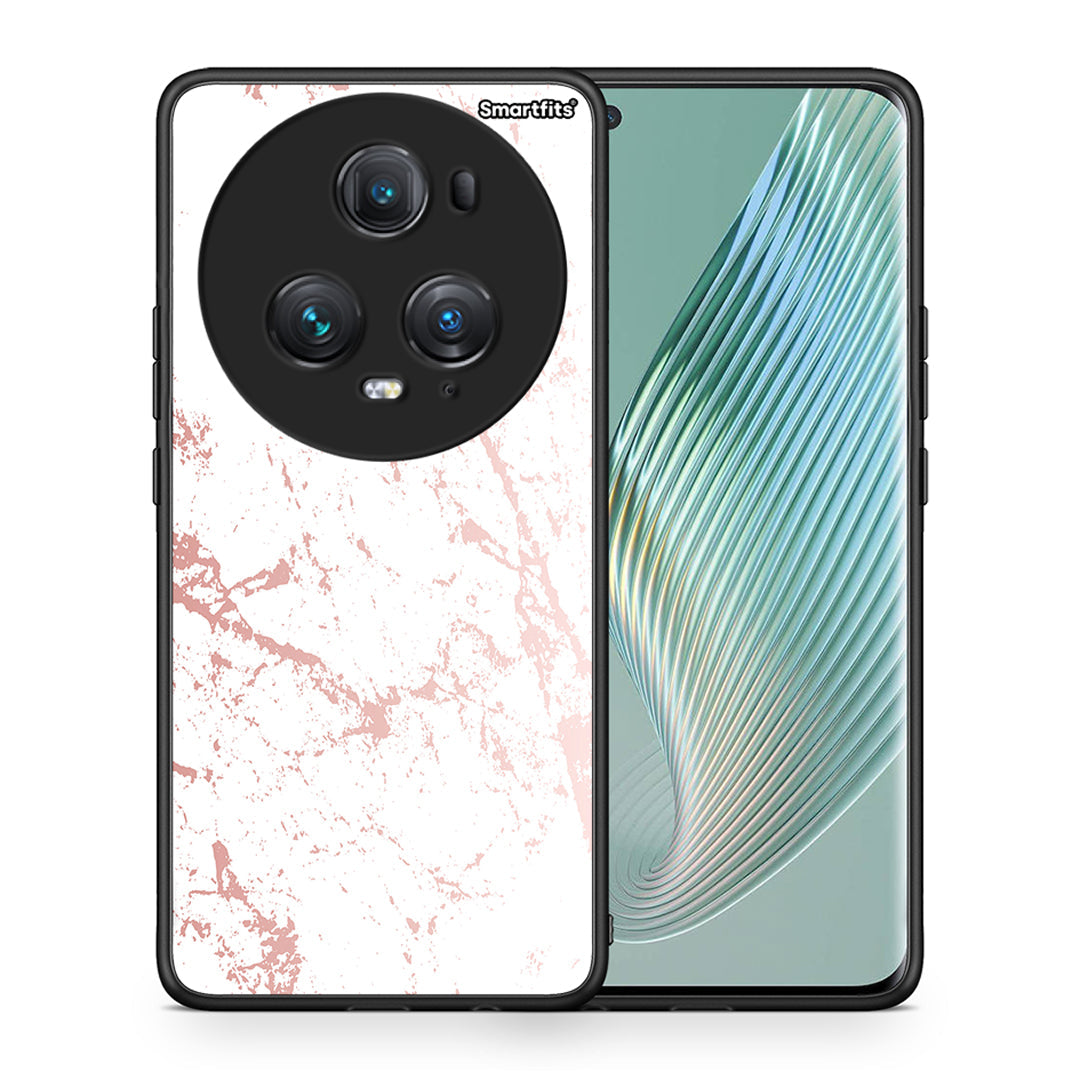 Θήκη Honor Magic5 Pro Pink Splash Marble από τη Smartfits με σχέδιο στο πίσω μέρος και μαύρο περίβλημα | Honor Magic5 Pro Pink Splash Marble case with colorful back and black bezels