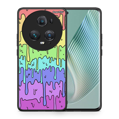 Θήκη Honor Magic5 Pro Melting Rainbow από τη Smartfits με σχέδιο στο πίσω μέρος και μαύρο περίβλημα | Honor Magic5 Pro Melting Rainbow case with colorful back and black bezels