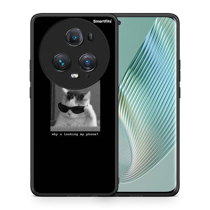 Θήκη Honor Magic5 Pro Meme Cat από τη Smartfits με σχέδιο στο πίσω μέρος και μαύρο περίβλημα | Honor Magic5 Pro Meme Cat case with colorful back and black bezels