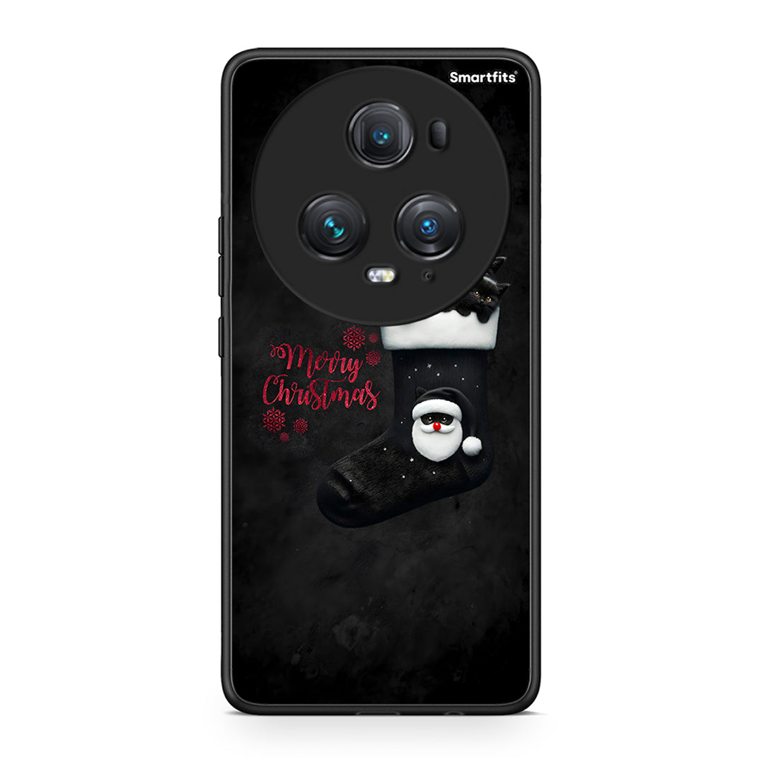 Honor Magic5 Pro Merry Cat Christmas θήκη από τη Smartfits με σχέδιο στο πίσω μέρος και μαύρο περίβλημα | Smartphone case with colorful back and black bezels by Smartfits