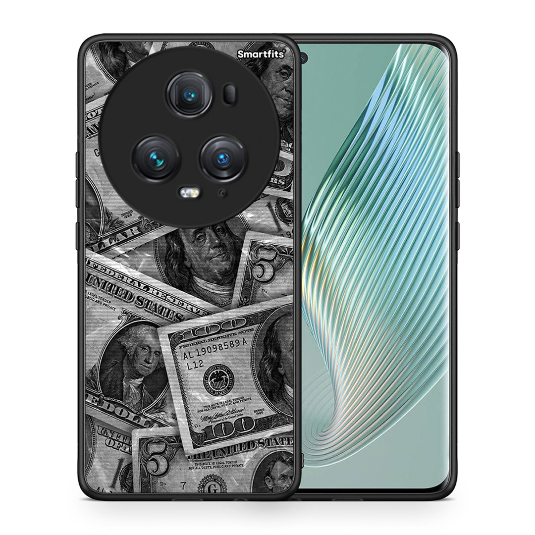 Θήκη Honor Magic5 Pro Money Dollars από τη Smartfits με σχέδιο στο πίσω μέρος και μαύρο περίβλημα | Honor Magic5 Pro Money Dollars case with colorful back and black bezels