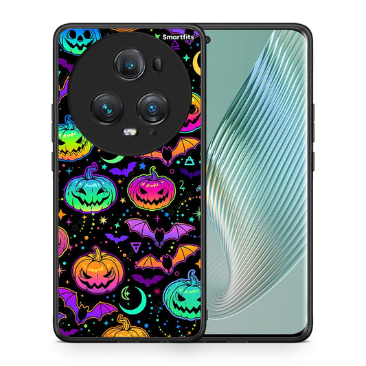 Θήκη Honor Magic5 Pro Neon Halloween από τη Smartfits με σχέδιο στο πίσω μέρος και μαύρο περίβλημα | Honor Magic5 Pro Neon Halloween case with colorful back and black bezels