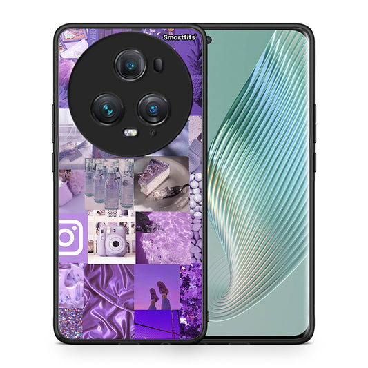 Θήκη Honor Magic5 Pro Purple Aesthetic Collage από τη Smartfits με σχέδιο στο πίσω μέρος και μαύρο περίβλημα | Honor Magic5 Pro Purple Aesthetic Collage case with colorful back and black bezels