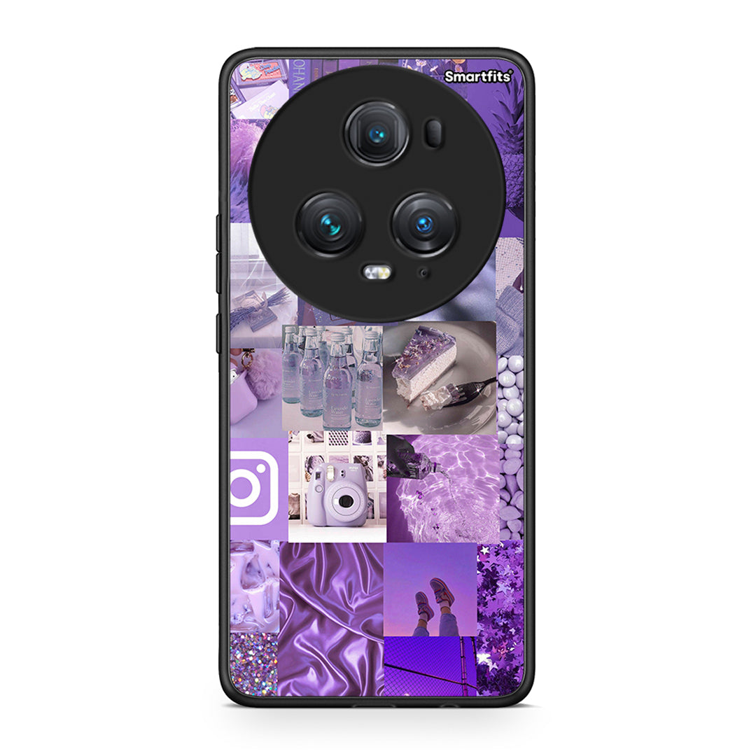 Honor Magic5 Pro Purple Aesthetic Collage θήκη από τη Smartfits με σχέδιο στο πίσω μέρος και μαύρο περίβλημα | Smartphone case with colorful back and black bezels by Smartfits
