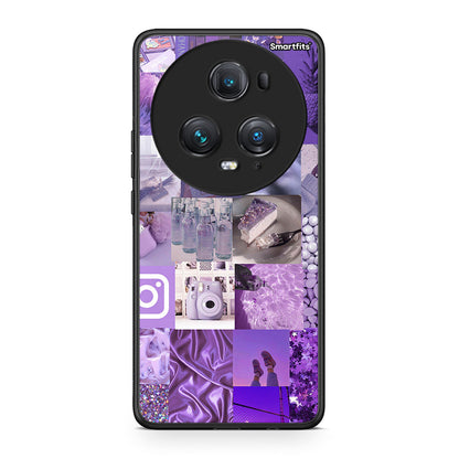 Honor Magic5 Pro Purple Aesthetic Collage θήκη από τη Smartfits με σχέδιο στο πίσω μέρος και μαύρο περίβλημα | Smartphone case with colorful back and black bezels by Smartfits