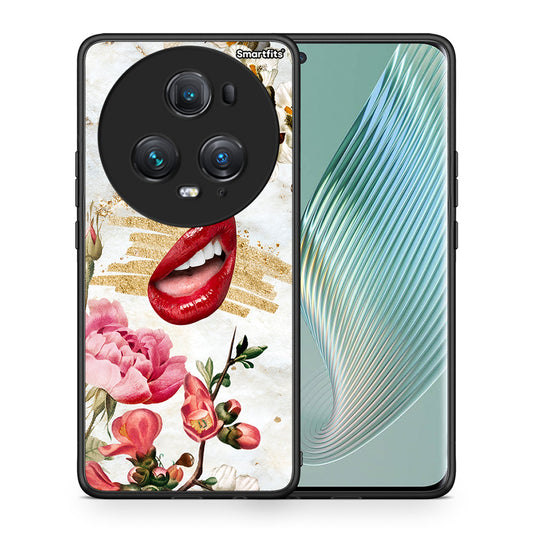 Θήκη Honor Magic5 Pro Red Lips από τη Smartfits με σχέδιο στο πίσω μέρος και μαύρο περίβλημα | Honor Magic5 Pro Red Lips case with colorful back and black bezels