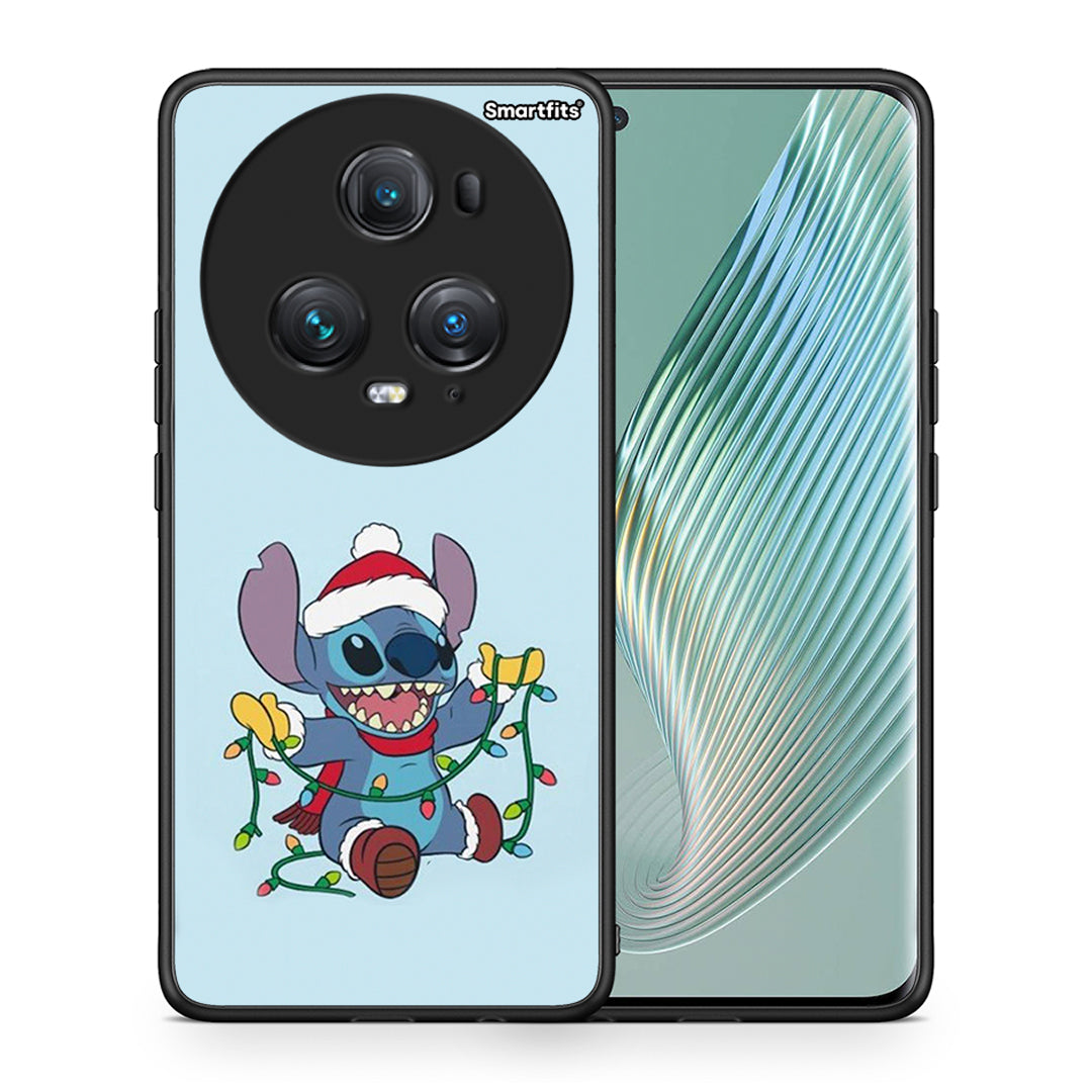 Θήκη Honor Magic5 Pro Santa Stich από τη Smartfits με σχέδιο στο πίσω μέρος και μαύρο περίβλημα | Honor Magic5 Pro Santa Stich case with colorful back and black bezels