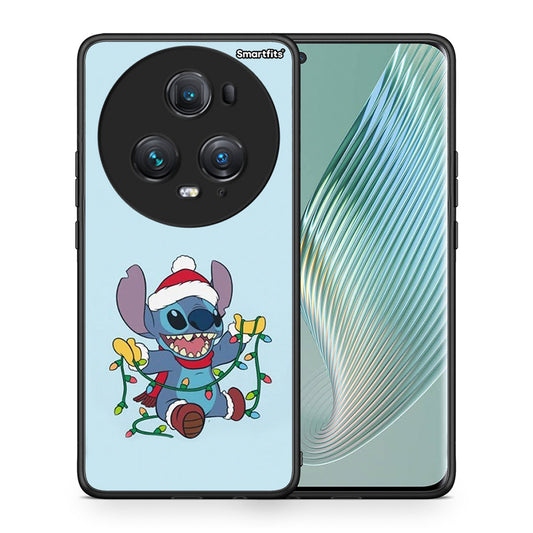 Θήκη Honor Magic5 Pro Santa Stich από τη Smartfits με σχέδιο στο πίσω μέρος και μαύρο περίβλημα | Honor Magic5 Pro Santa Stich case with colorful back and black bezels