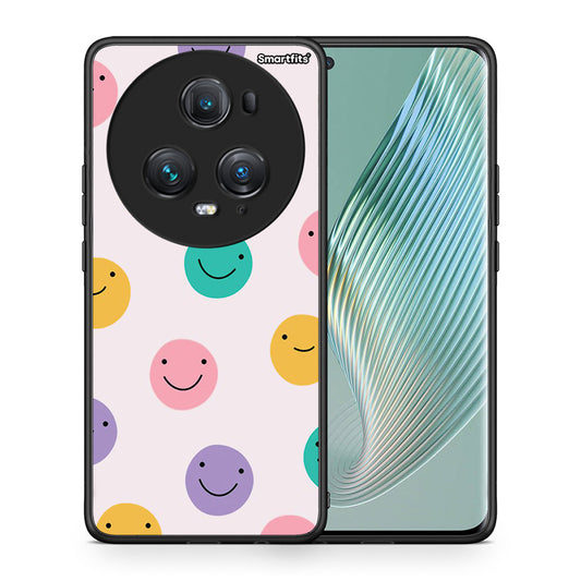 Θήκη Honor Magic5 Pro Smiley Faces από τη Smartfits με σχέδιο στο πίσω μέρος και μαύρο περίβλημα | Honor Magic5 Pro Smiley Faces case with colorful back and black bezels