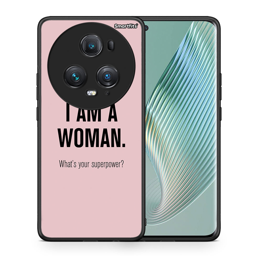 Θήκη Honor Magic5 Pro Superpower Woman από τη Smartfits με σχέδιο στο πίσω μέρος και μαύρο περίβλημα | Honor Magic5 Pro Superpower Woman case with colorful back and black bezels