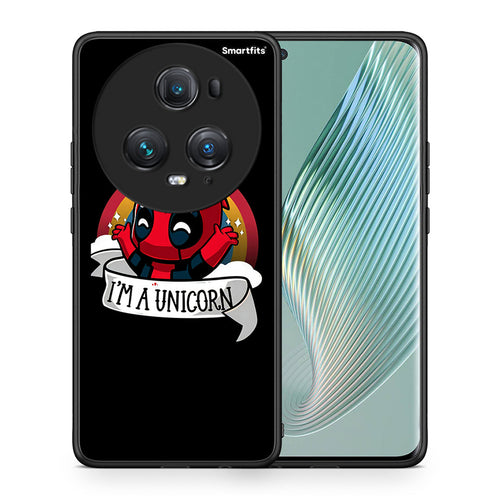 Θήκη Honor Magic5 Pro Unicorn Deadpool από τη Smartfits με σχέδιο στο πίσω μέρος και μαύρο περίβλημα | Honor Magic5 Pro Unicorn Deadpool case with colorful back and black bezels