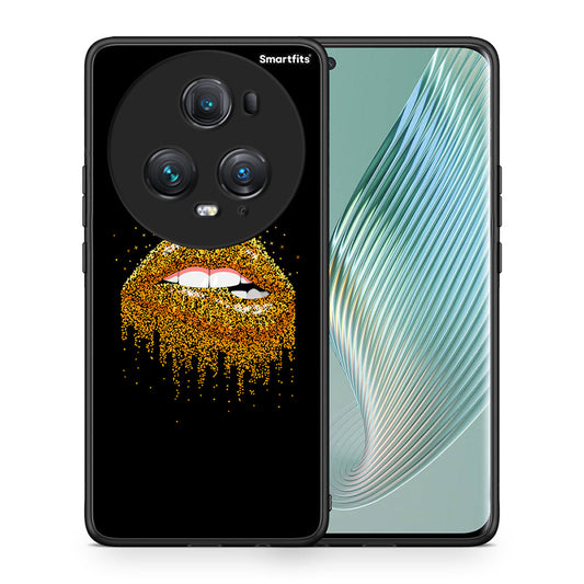 Θήκη Honor Magic5 Pro Golden Valentine από τη Smartfits με σχέδιο στο πίσω μέρος και μαύρο περίβλημα | Honor Magic5 Pro Golden Valentine case with colorful back and black bezels