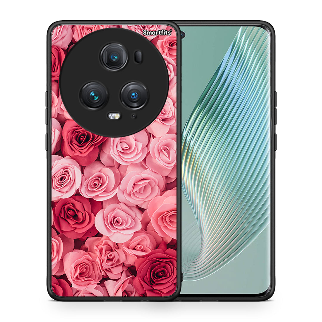 Θήκη Honor Magic5 Pro RoseGarden Valentine από τη Smartfits με σχέδιο στο πίσω μέρος και μαύρο περίβλημα | Honor Magic5 Pro RoseGarden Valentine case with colorful back and black bezels