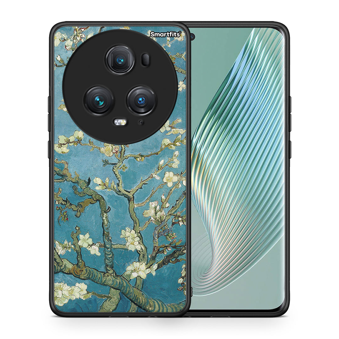 Θήκη Honor Magic5 Pro White Blossoms από τη Smartfits με σχέδιο στο πίσω μέρος και μαύρο περίβλημα | Honor Magic5 Pro White Blossoms case with colorful back and black bezels