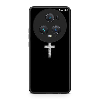 Honor Magic5 Pro White Cross θήκη από τη Smartfits με σχέδιο στο πίσω μέρος και μαύρο περίβλημα | Smartphone case with colorful back and black bezels by Smartfits