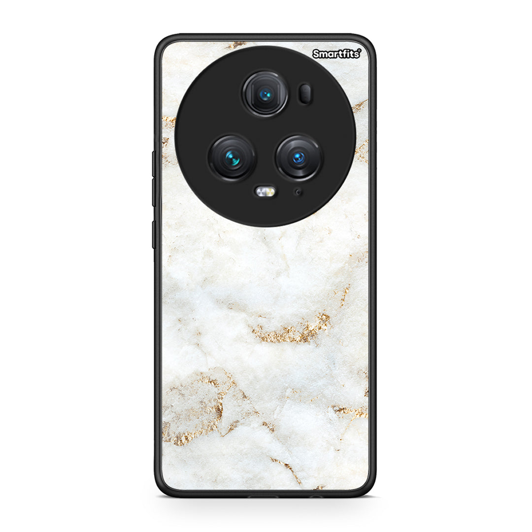 Honor Magic5 Pro White Gold Marble θήκη από τη Smartfits με σχέδιο στο πίσω μέρος και μαύρο περίβλημα | Smartphone case with colorful back and black bezels by Smartfits