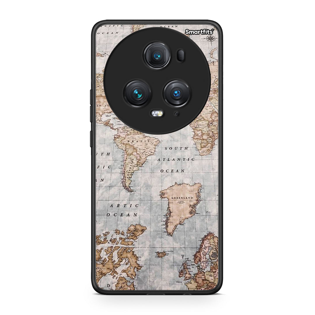 Honor Magic5 Pro World Map Θήκη από τη Smartfits με σχέδιο στο πίσω μέρος και μαύρο περίβλημα | Smartphone case with colorful back and black bezels by Smartfits