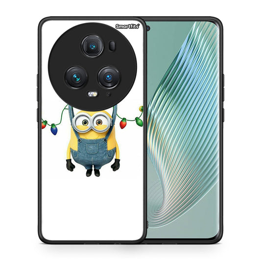 Θήκη Honor Magic5 Pro Xmas Minion Lights από τη Smartfits με σχέδιο στο πίσω μέρος και μαύρο περίβλημα | Honor Magic5 Pro Xmas Minion Lights case with colorful back and black bezels