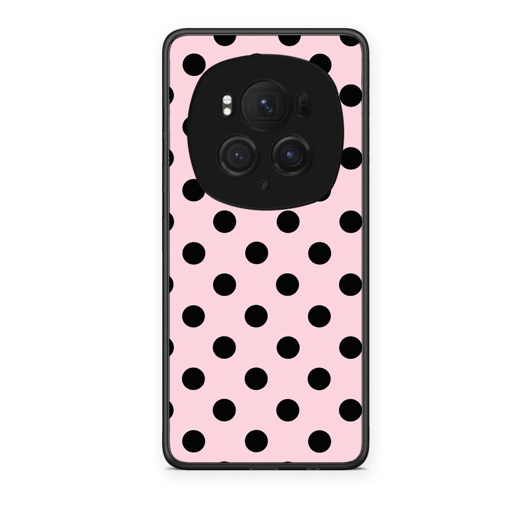 Θήκη Honor Magic6 Pro Black Polka Dots on Pink από τη Smartfits με σχέδιο στο πίσω μέρος και μαύρο περίβλημα | Honor Magic6 Pro Black Polka Dots on Pink case with colorful back and black bezels